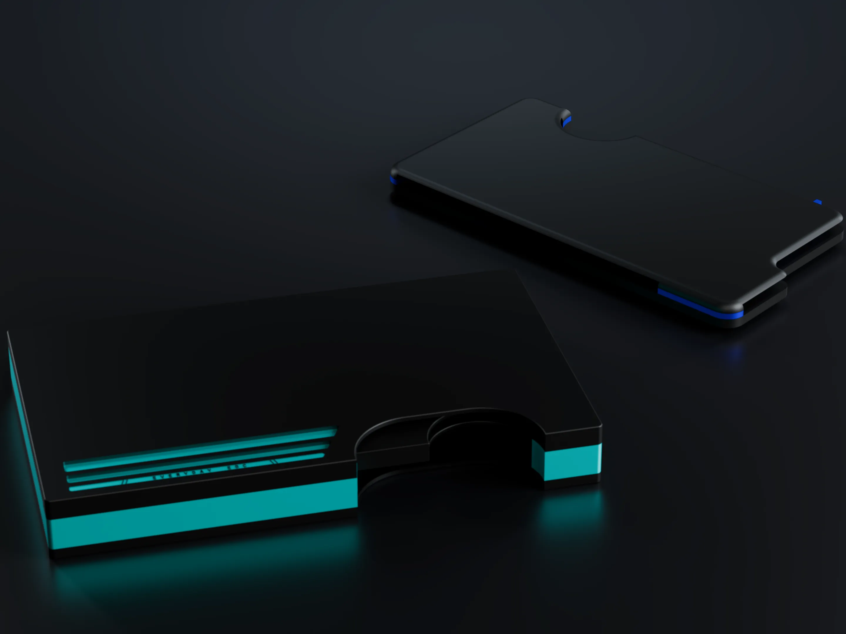 Render of the Slide Wallet and the MagWallet side by side